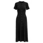 Sandro Elegant Button-Front Midi Dress in Ribbed Eyelet Knit