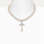 Vivienne Westwood One Row Pearl Drop Choker Necklace Earrings