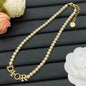 Dior Pearl Letter Necklace Bracelet
