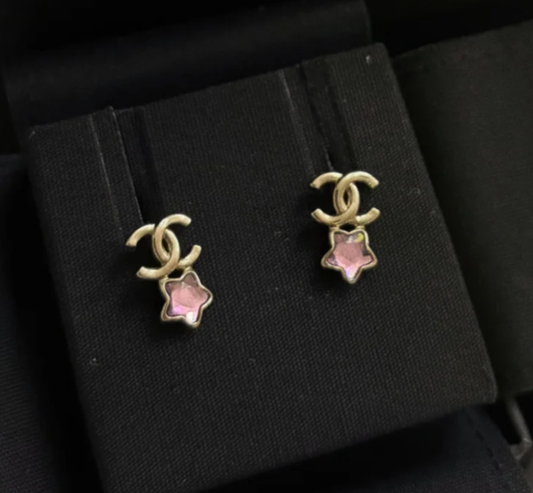 Chanel Pink Star Dainty Earrings